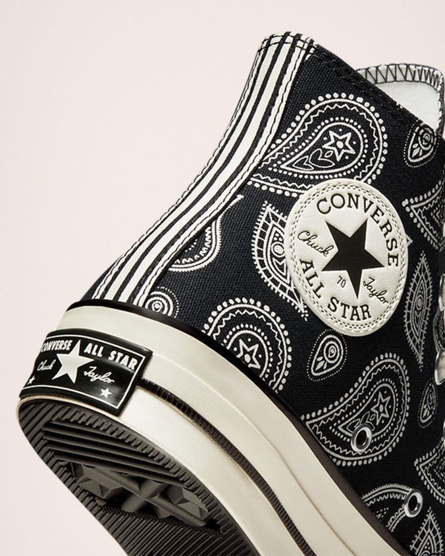 Zapatillas Altas Converse Chuck 70 Paisley Mujer Negras | PE PE57L4